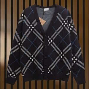 Burberr Men's Plaid Knit Cardigan